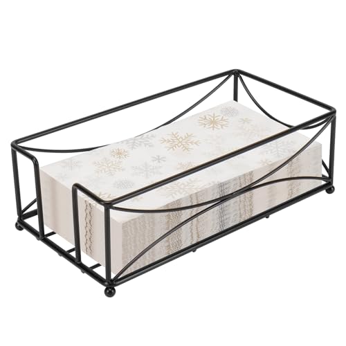 Livabber Guest Napkin Holder, Metal Bathroom Paper Hand Towel Storage Modern Napkin Tray Caddy for Countertop, Table Kitchen, Dinning Room (Black, Metal Base) - Image 1