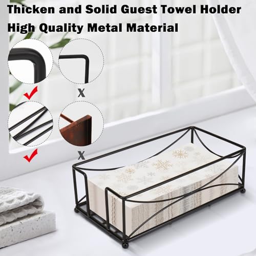 Livabber Guest Napkin Holder, Metal Bathroom Paper Hand Towel Storage Modern Napkin Tray Caddy for Countertop, Table Kitchen, Dinning Room (Black, Metal Base) - Image 3