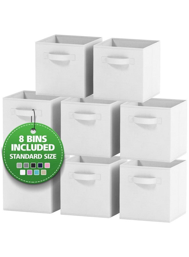 Royexe Fabric Storage Cubes for Cube Organizer - 8 Pack Heavy Duty White Storage Bins - 11 Inch Cube Storage Bin, Use As A Clothes Storage Box In Closet, Baskets For Shelves or Cubbies Storage Organizer - Image 1