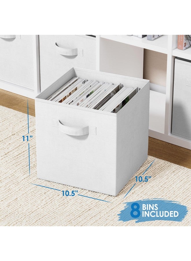 Royexe Fabric Storage Cubes for Cube Organizer - 8 Pack Heavy Duty White Storage Bins - 11 Inch Cube Storage Bin, Use As A Clothes Storage Box In Closet, Baskets For Shelves or Cubbies Storage Organizer - Image 2