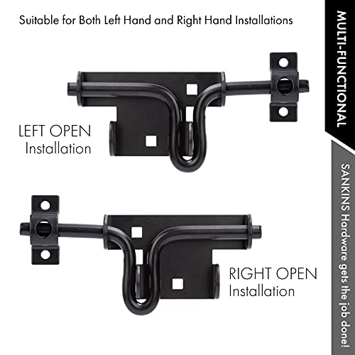 SANKINS Slide Bolt Gate Latch,Sliding Bolt Door Lock with Padlock Hole, Heavy Duty Hardware Gate Latch for Wooden Fence,shed Door,Yard Door,Barn Door,Outdoor Latch| Solid Thickened Steel,Black - Image 2