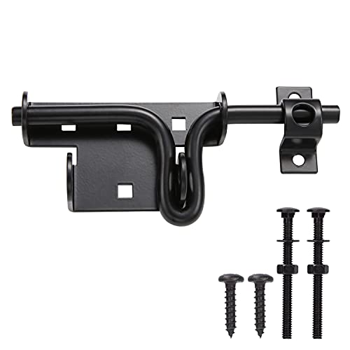 SANKINS Slide Bolt Gate Latch,Sliding Bolt Door Lock with Padlock Hole, Heavy Duty Hardware Gate Latch for Wooden Fence,shed Door,Yard Door,Barn Door,Outdoor Latch| Solid Thickened Steel,Black - Image 1