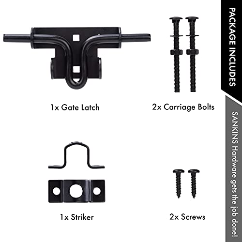 SANKINS Slide Bolt Gate Latch,Sliding Bolt Door Lock with Padlock Hole, Heavy Duty Hardware Gate Latch for Wooden Fence,shed Door,Yard Door,Barn Door,Outdoor Latch| Solid Thickened Steel,Black - Image 5