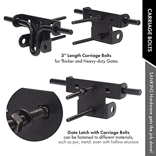 SANKINS Slide Bolt Gate Latch,Sliding Bolt Door Lock with Padlock Hole, Heavy Duty Hardware Gate Latch for Wooden Fence,shed Door,Yard Door,Barn Door,Outdoor Latch| Solid Thickened Steel,Black - Image 3