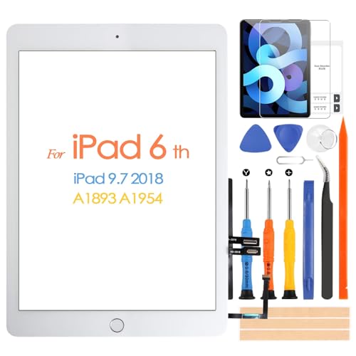 ARSSLY for iPad 6 2018 A1893 A1954 Touch Screen Replacement for iPad 6th Gen Digitizer for iPad 2018 Glass Panel with Tools & Home Button(White,Not LCD Display) - Image 1