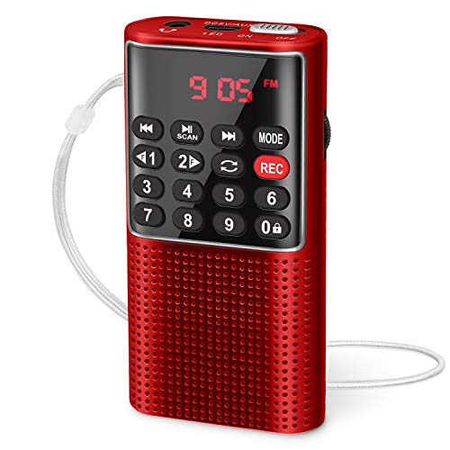 PRUNUS Mini Pocket FM Walkman Radio Portable Battery Radio with Recorder, Lock Key, SD Card Player, Rechargeable Battery Operated, by PRUNUS(NO AM) - Image 1
