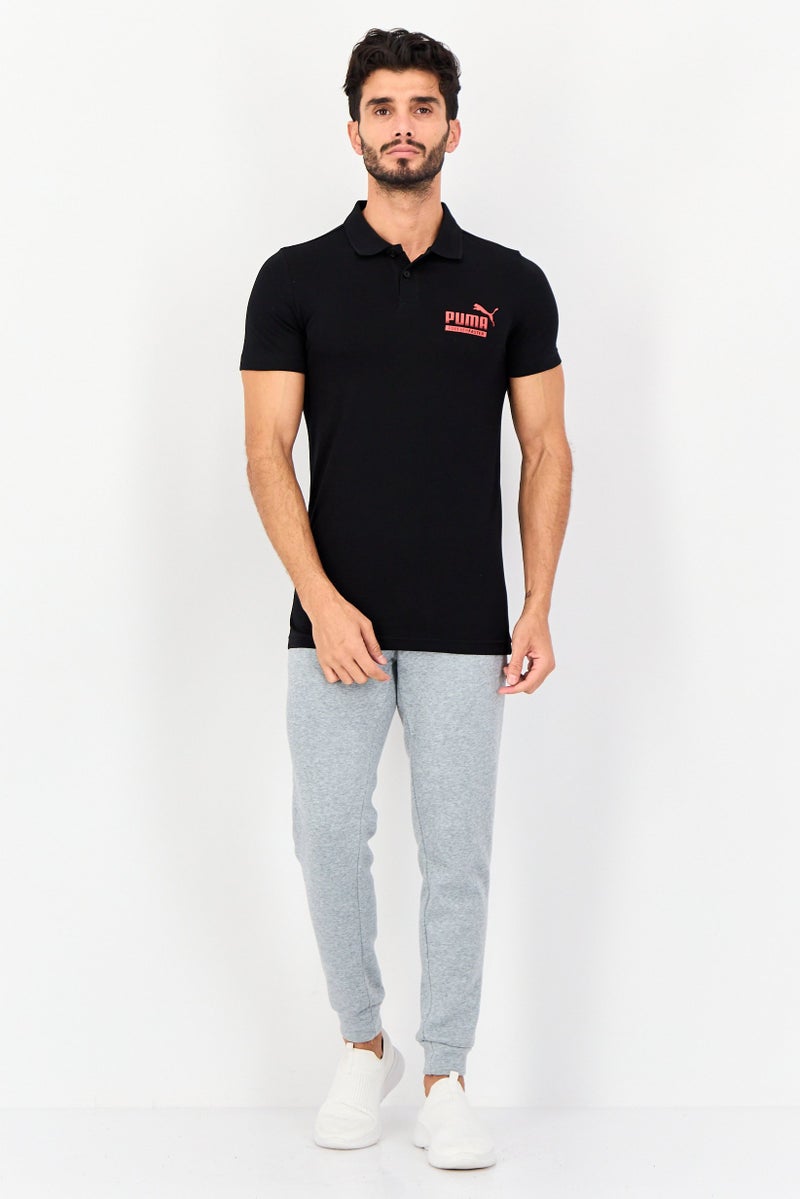 PUMA قميص بولو قصير الأكمام للرجال بتصميم نحيف، أسود - Image 3