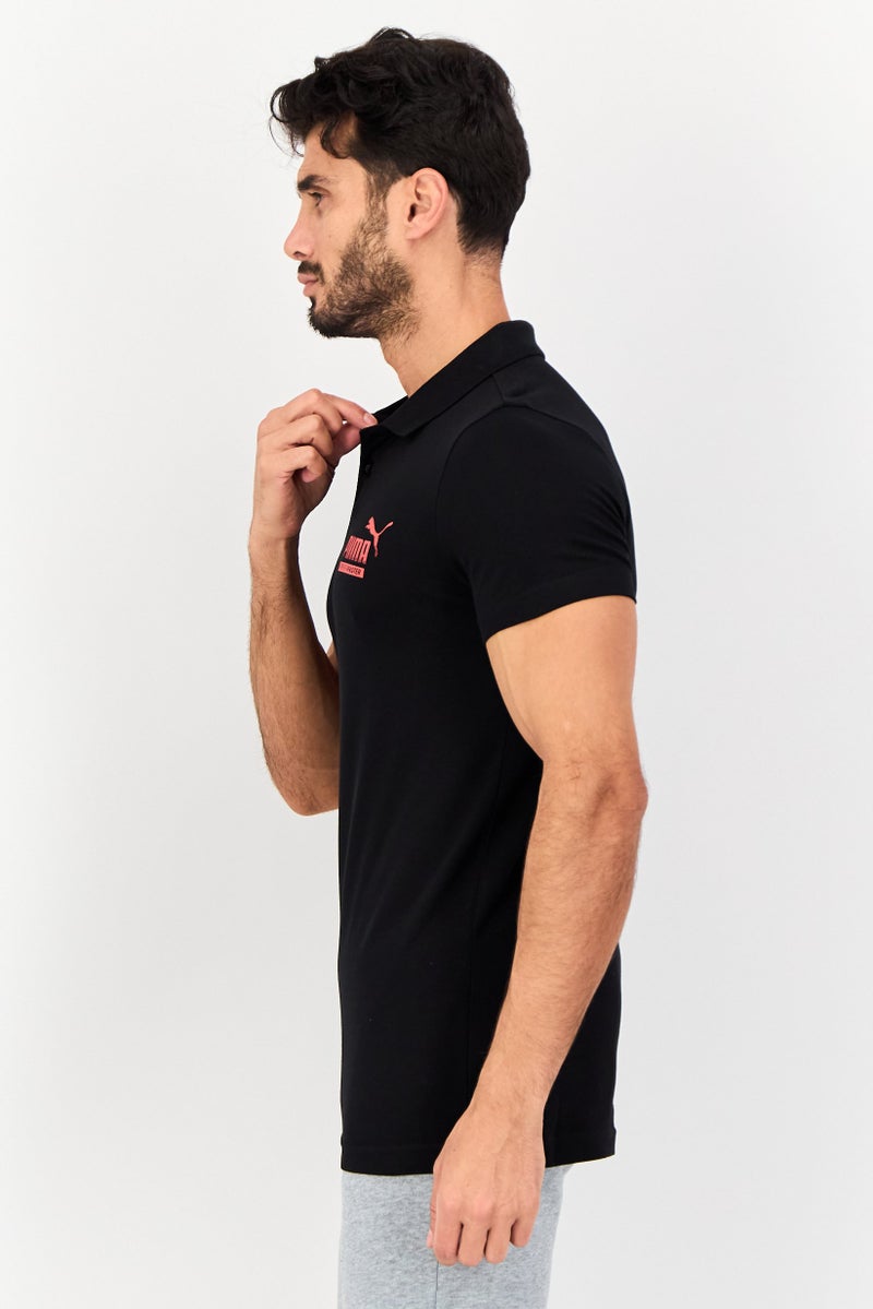 PUMA قميص بولو قصير الأكمام للرجال بتصميم نحيف، أسود - Image 4