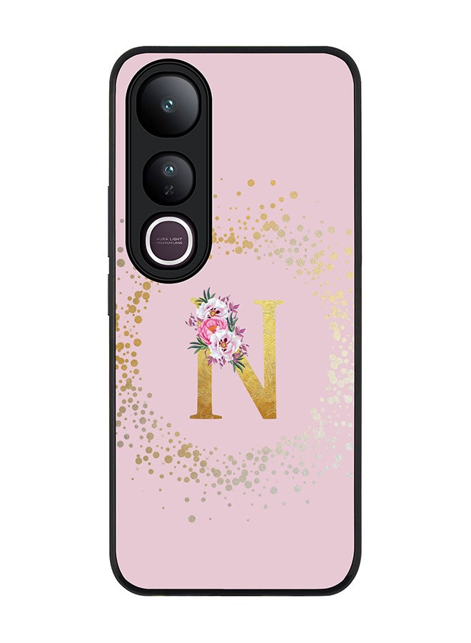 Stylizedd For vivo V50 Lite Case,Slim fit Camera Protection, Shockproof Thin Phone cover  - Custom Monogram Floral - N  (Pink )