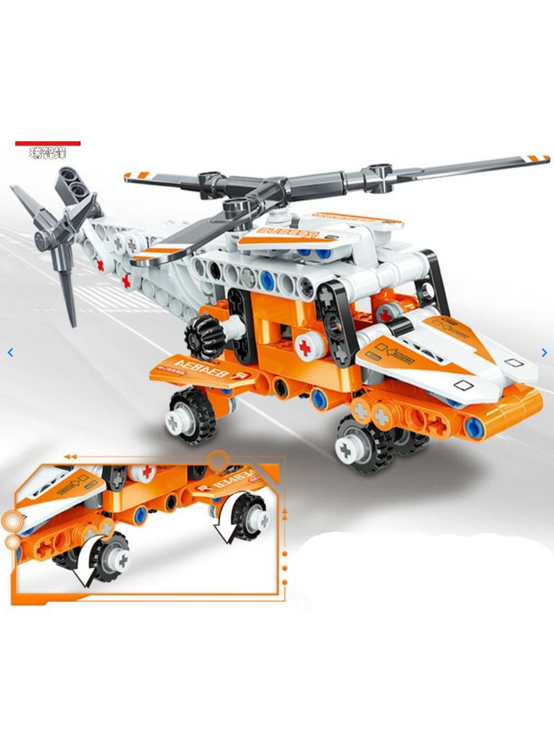 Dynamite Sensation Rescue Helicopter Building Set, 220+ Pieces, Orange and Grey, Educational Construction Toy for Ages 6+ - Image 2