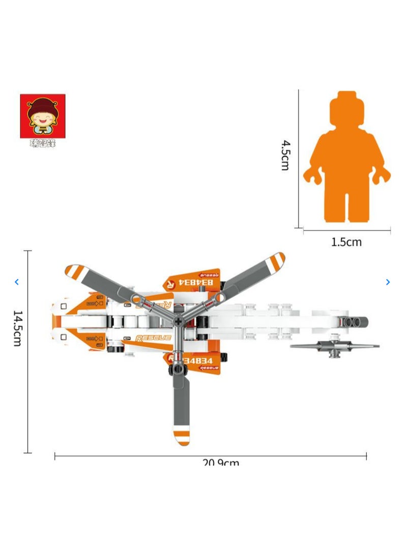 Dynamite Sensation Rescue Helicopter Building Set, 220+ Pieces, Orange and Grey, Educational Construction Toy for Ages 6+ - Image 3