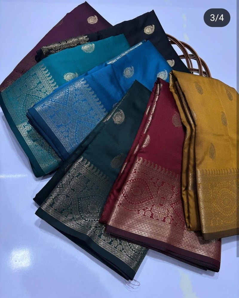 HAIDER ALI AND SONS Pure Banarasi Soft Katan Silk Saree for Women | Traditional Saree Banarsi Design with Blouse Piece for Women & Girls | Jacquard saree 6.50 Meters_12 (BLACK) - Image 4