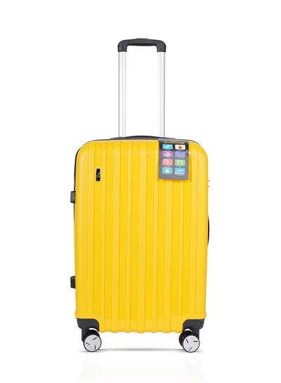 MNUK Viator Check-in Luggage- 24 Inch | Hard-side Smooth and comfortable Luggage Trolley with TSA Lock | PP Material| Double 360° 4 Wheeler| Medium- Yellow