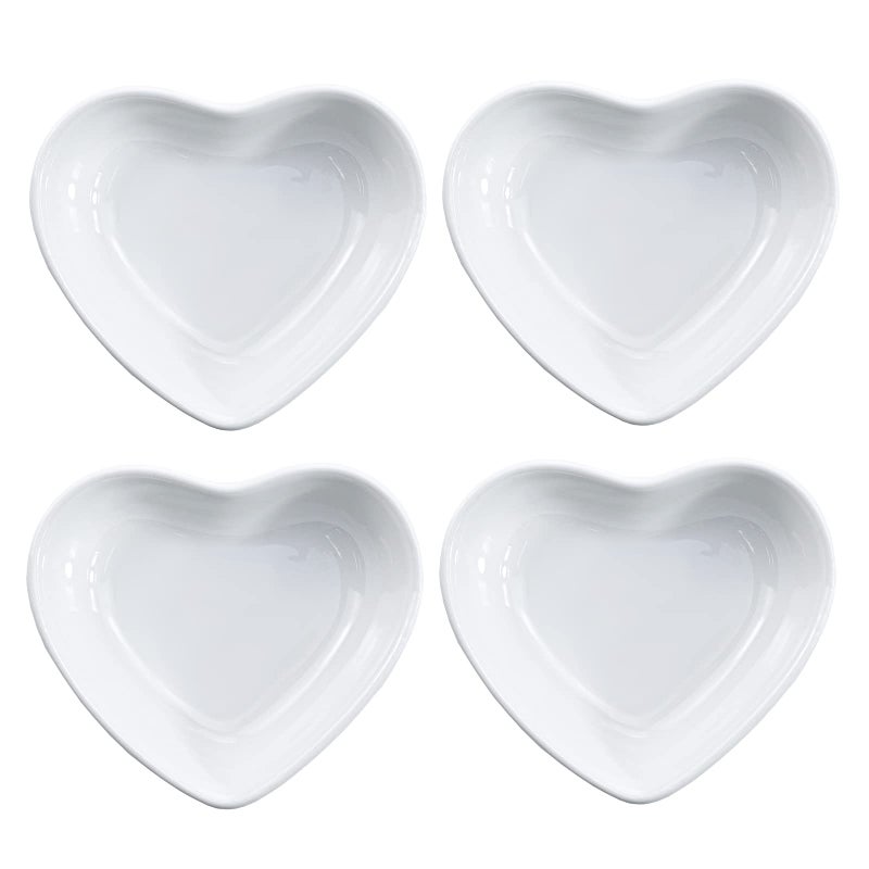 SOCOSY SOCOSY Heartshaped Multipurpose Ceramic Sauce Dish Seasoning Dishes Sushi Dipping Bowl Appetizer Plates Serving Dish Saucers BowlSet of 4 