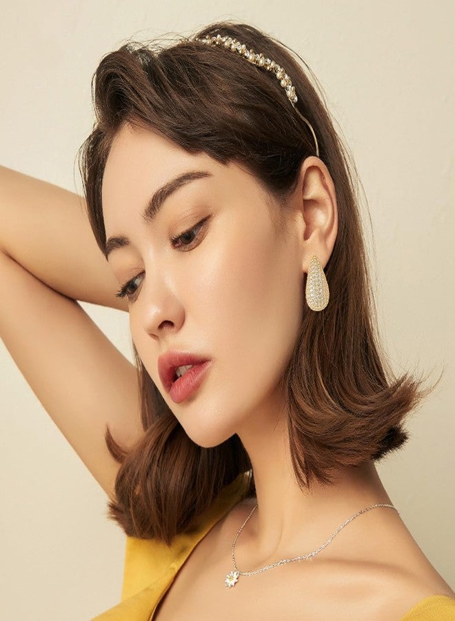 KINIVA Rhinestone Teardrop Earrings for Women,Lightweight Water Drop Earrings for Mother,Trendy Jewerly Gifts (221 Gold) - Image 2