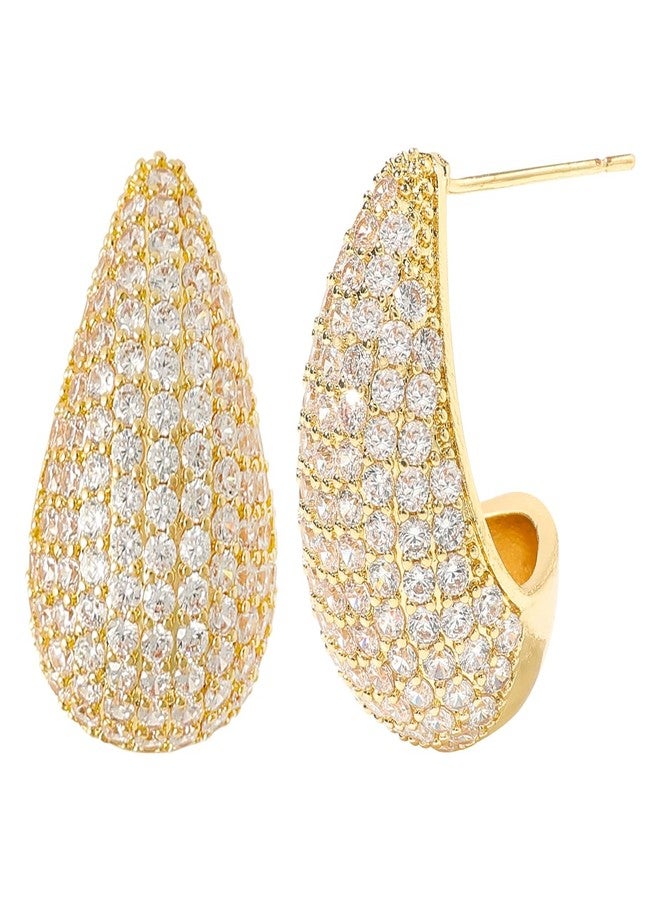 KINIVA Rhinestone Teardrop Earrings for Women,Lightweight Water Drop Earrings for Mother,Trendy Jewerly Gifts (221 Gold) - Image 1
