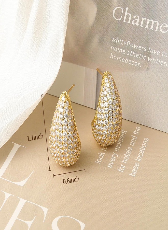 KINIVA Rhinestone Teardrop Earrings for Women,Lightweight Water Drop Earrings for Mother,Trendy Jewerly Gifts (221 Gold) - Image 5