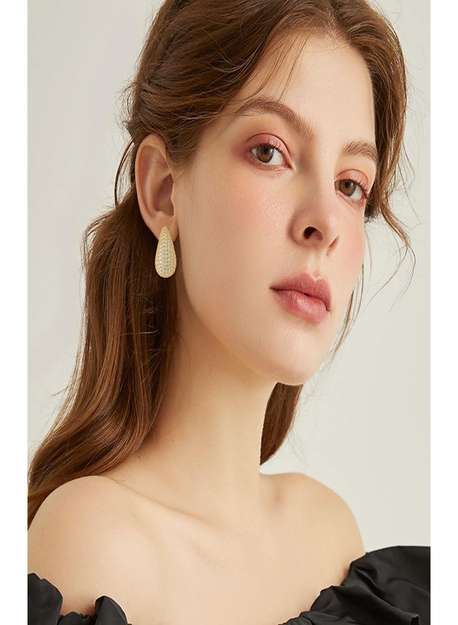 KINIVA Rhinestone Teardrop Earrings for Women,Lightweight Water Drop Earrings for Mother,Trendy Jewerly Gifts (221 Gold) - Image 3