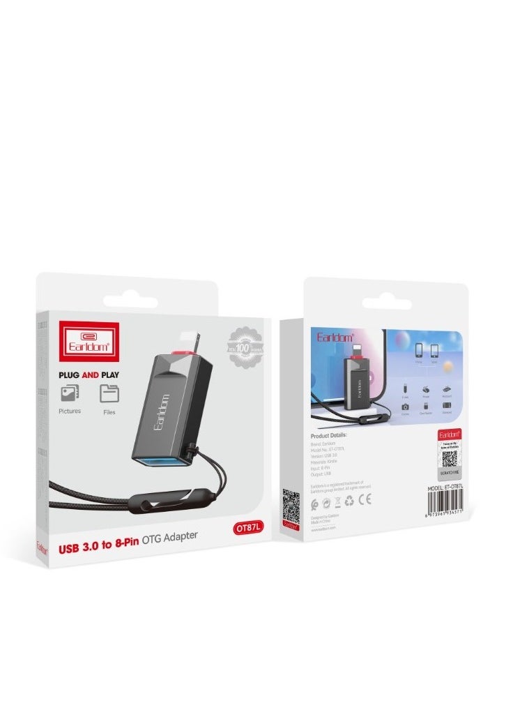 Earldom - Adapter ET-OT87L, USB3.0 to Lightning, OTG, Black - Image 1