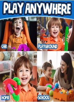 BUNMO BUNMO Pop Tubes Large 8pk | Toddler Toys Loved by The Whole Family | US Based | Stimulating & Imaginative Creative Play | Hours of Fun for Kids | Sensory Toys for Kids | Connect, Stretch, Twist & Pop  - Image 3