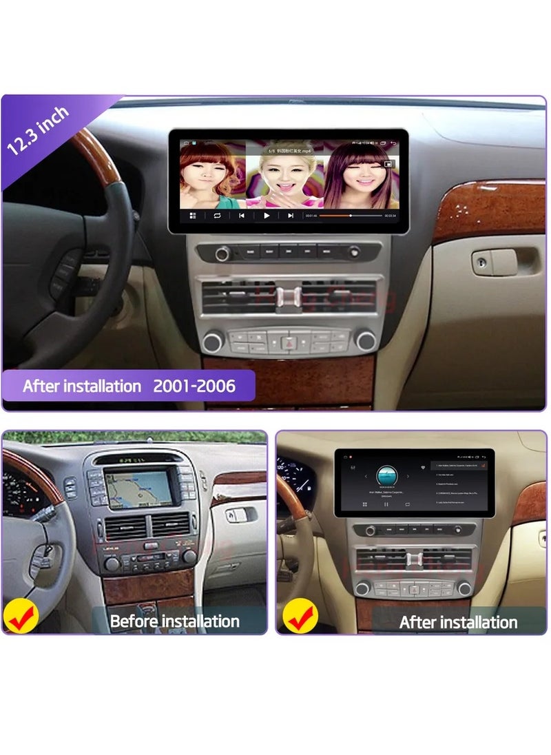 SENSATION - The Lexus LS430 12.3-inch Android screen with 4GB of RAM supports Apple CarPlay and Android Auto wirelessly. It is compatible with the car's climate control and fits both high and low models of the LS 430 from 2001 to 2006 - Image 1