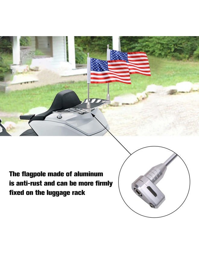 Gdcreestar Vertical Motorcycle Flag Pole Rear Side Mount Luggage Rack for Honda Gold Wing Gl1500 Gl1200 Gl1800 2001-2012, Chrome Flagpole Bracket American Flag - Image 2