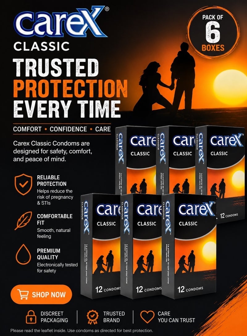 careX Pack of 6 Boxes Classic Condoms - Image 1