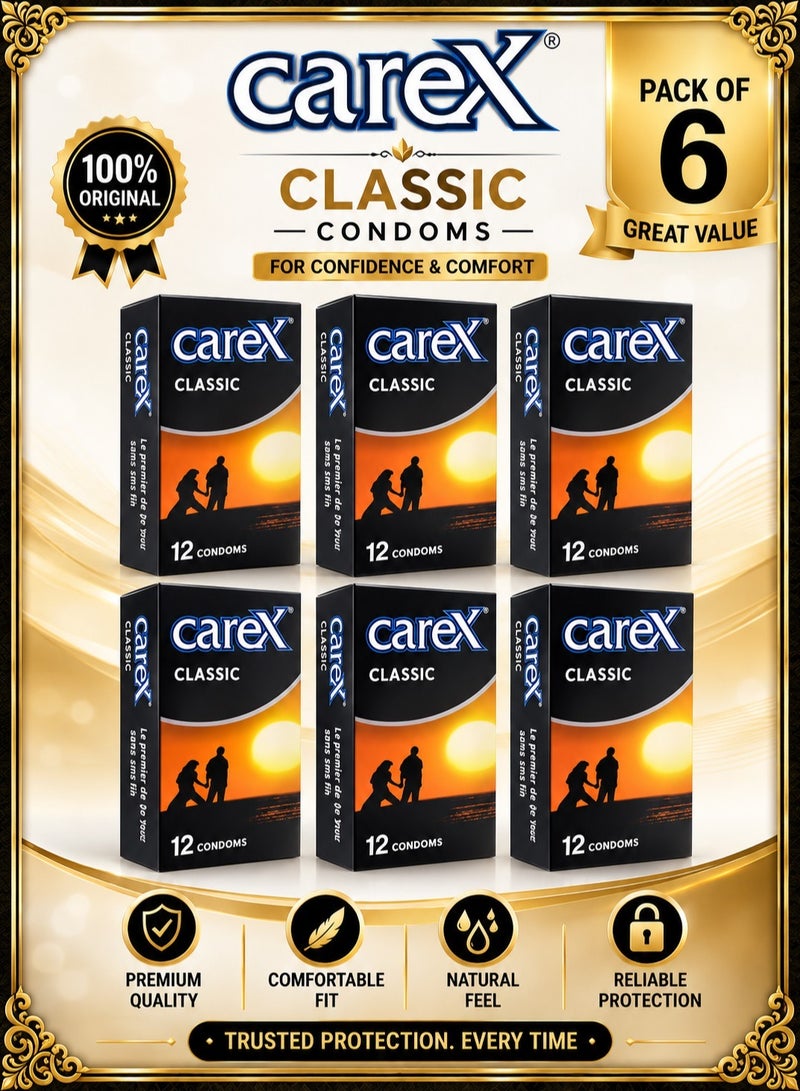 careX Pack of 6 Boxes Classic Condoms - Image 1
