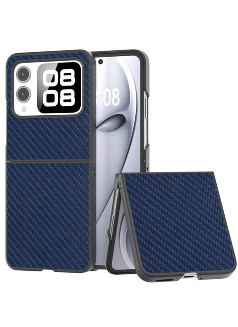 For Huawei nova Flip Black Frame Carbon Fiber Texture PU Phone Case(Blue)