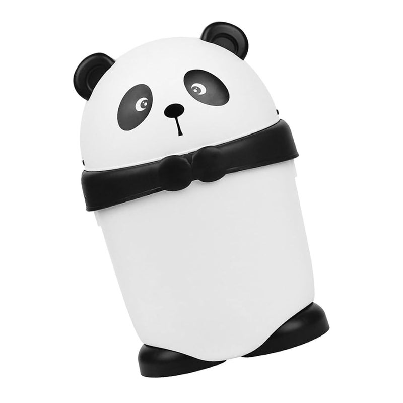 Cartoon Panda Waste Bin with Swing Lid, Small Trash Can for Bedroom and Desk, Cute Countertop Garbage Can for ’s Room, 1pcs - Image 1