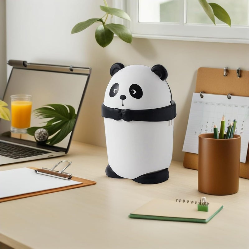 Cartoon Panda Waste Bin with Swing Lid, Small Trash Can for Bedroom and Desk, Cute Countertop Garbage Can for ’s Room, 1pcs - Image 5