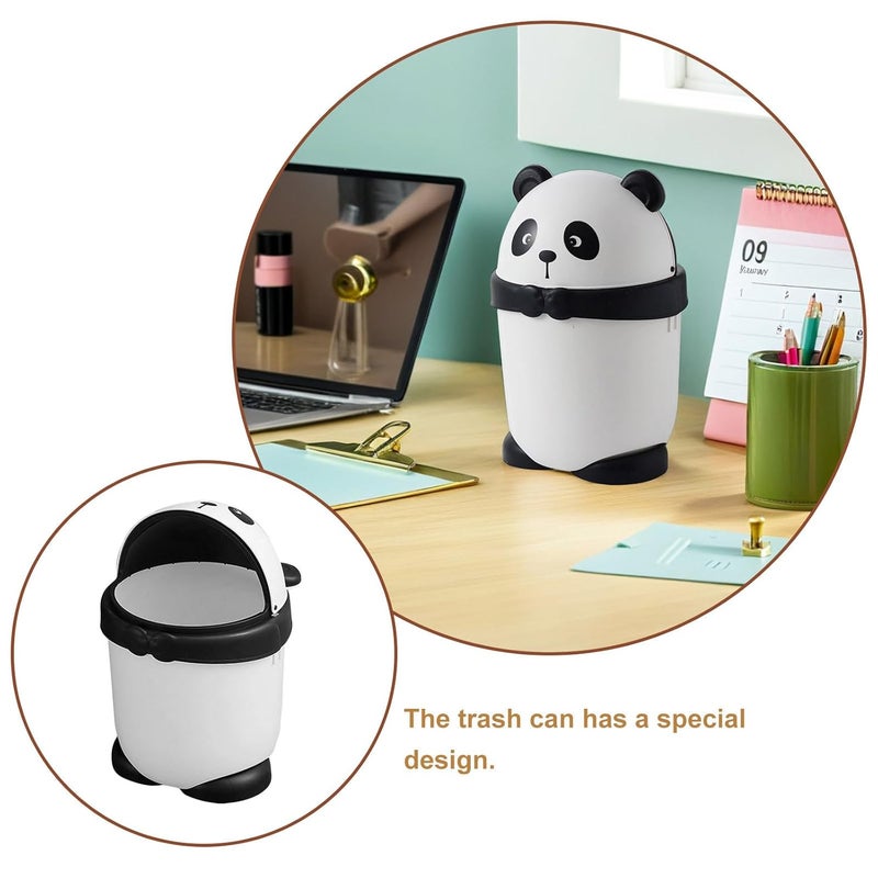 Cartoon Panda Waste Bin with Swing Lid, Small Trash Can for Bedroom and Desk, Cute Countertop Garbage Can for ’s Room, 1pcs - Image 3