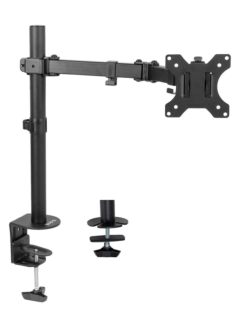 Full Motion Single VESA Computer Monitor Desk Mount Stand with Articulating Double Center Arm Joint - Image 1