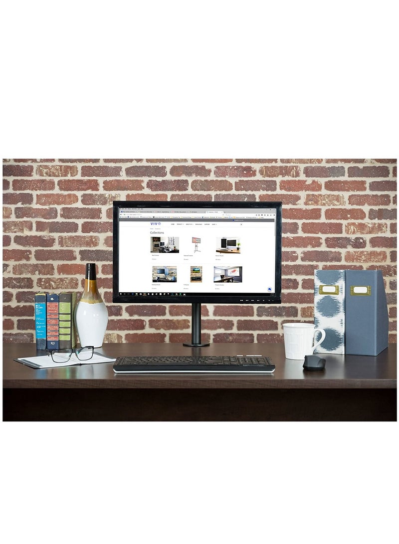 Full Motion Single VESA Computer Monitor Desk Mount Stand with Articulating Double Center Arm Joint - Image 5