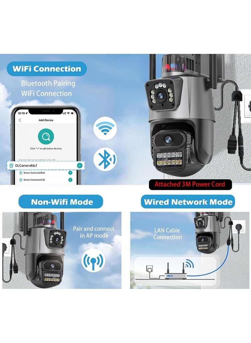 SYOSI Security Cameras Outdoor, Dual Lens, 4K WiFi Security Camera, 4MP Ultra HD Full Color, Dual Image with Alarm Compatible with Alexa, 2-Ways Audio, 24/7 Recording for Home Outside with 3M Cord - Image 3