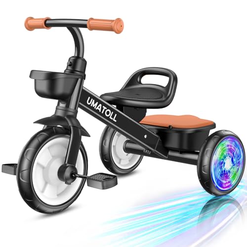 Umatoll Tricycle for Toddlers 25 Year Old Ajustable Toddler Bike Outdoor Toys Birthday Gift for Boy Age 24 Trike with Light up Wheels - Image 1