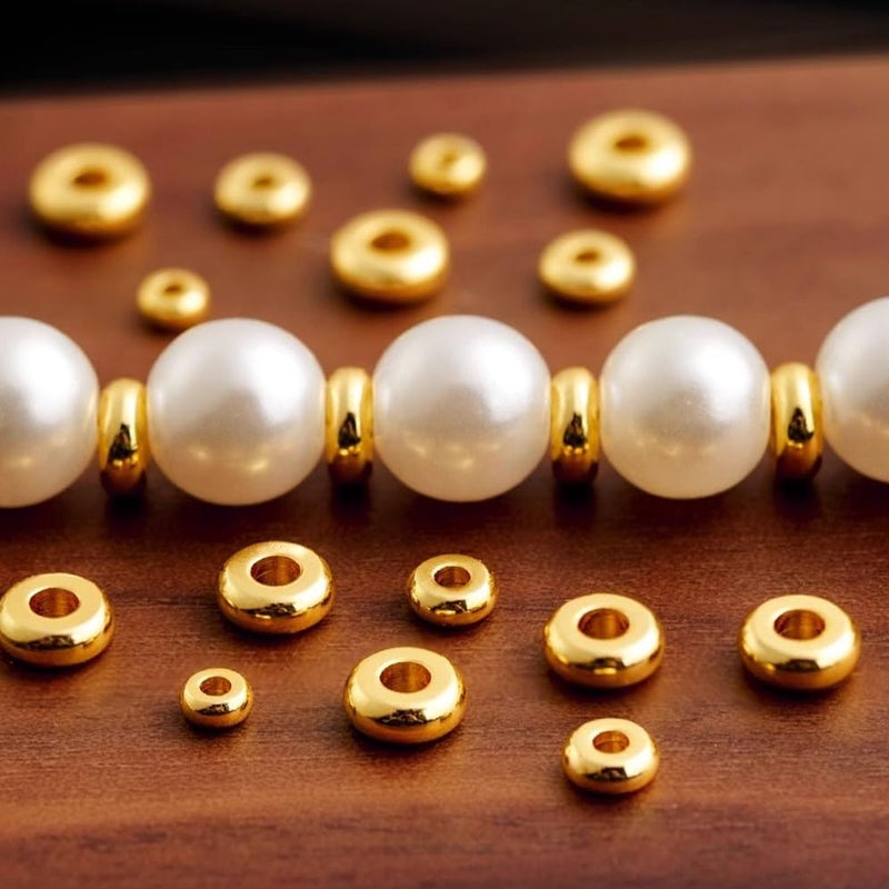 vah 6mm Spacer Beads for Jewelry Making, 3-Color Metallic Mix (Golden, Silvery, Rose Golden) Round Loose Beads, Professional DIY Accessories for Bracelets, Necklaces and Earrings(Three Metallic Colors) - Image 2
