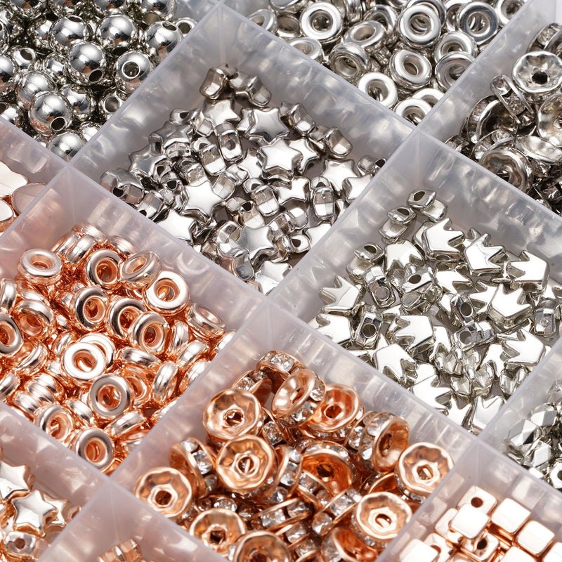 vah 6mm Spacer Beads for Jewelry Making, 3-Color Metallic Mix (Golden, Silvery, Rose Golden) Round Loose Beads, Professional DIY Accessories for Bracelets, Necklaces and Earrings(Three Metallic Colors) - Image 5