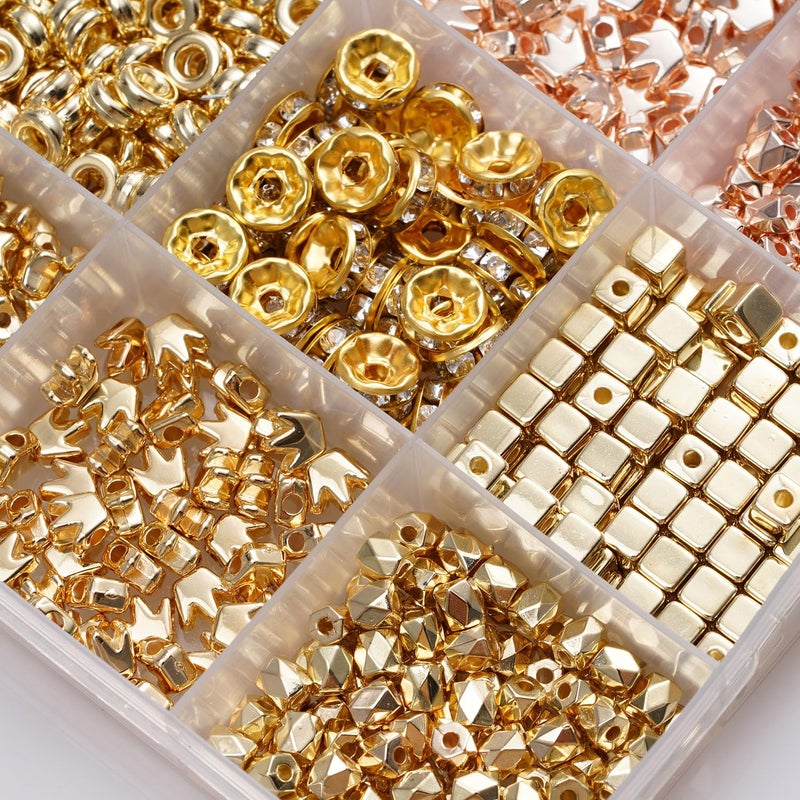 vah 6mm Spacer Beads for Jewelry Making, 3-Color Metallic Mix (Golden, Silvery, Rose Golden) Round Loose Beads, Professional DIY Accessories for Bracelets, Necklaces and Earrings(Three Metallic Colors) - Image 4