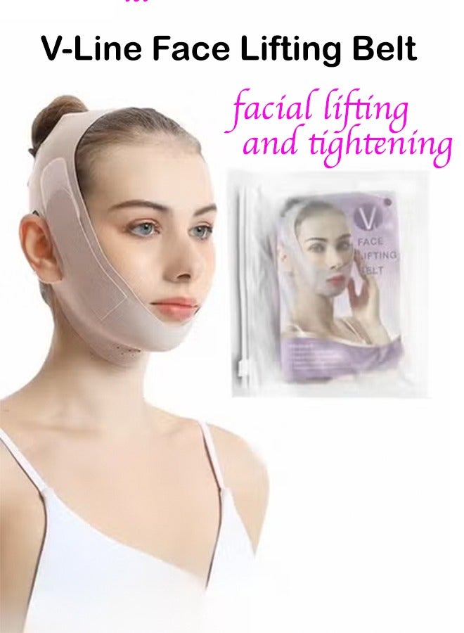 RUKYU Reusable V Line Face Mask, Facial Lifting and Tightening Strap - Double Chin Reducer - V Line Face Slimming Belt Lifting Chin Belt(Purple) - Image 1