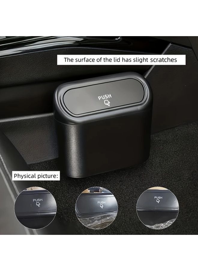 2 عبوات سلة مهملات سيارة سوداء متينة من مادة البولي فينيل كلوريد بتصميم مدمج مع غطاء آمن لتوفير المساحة منظم داخلي للسيارة لتنظيم المركبات داخل السيارة إكسسوار سيارة حديث سلة مهملات السيارة - Image 4