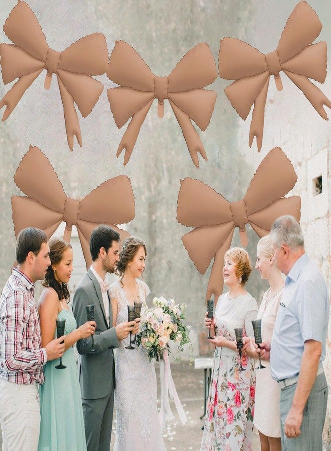 Tagberoy 4 Pcs Large Bow Balloons, Brown Bow Balloon Coquette Balloons for Bow Party Decorations Coquette Birthday Decorations - Image 3