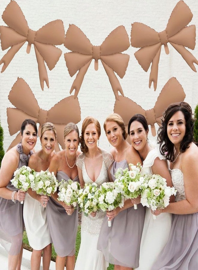 Tagberoy 4 Pcs Large Bow Balloons, Brown Bow Balloon Coquette Balloons for Bow Party Decorations Coquette Birthday Decorations - Image 4