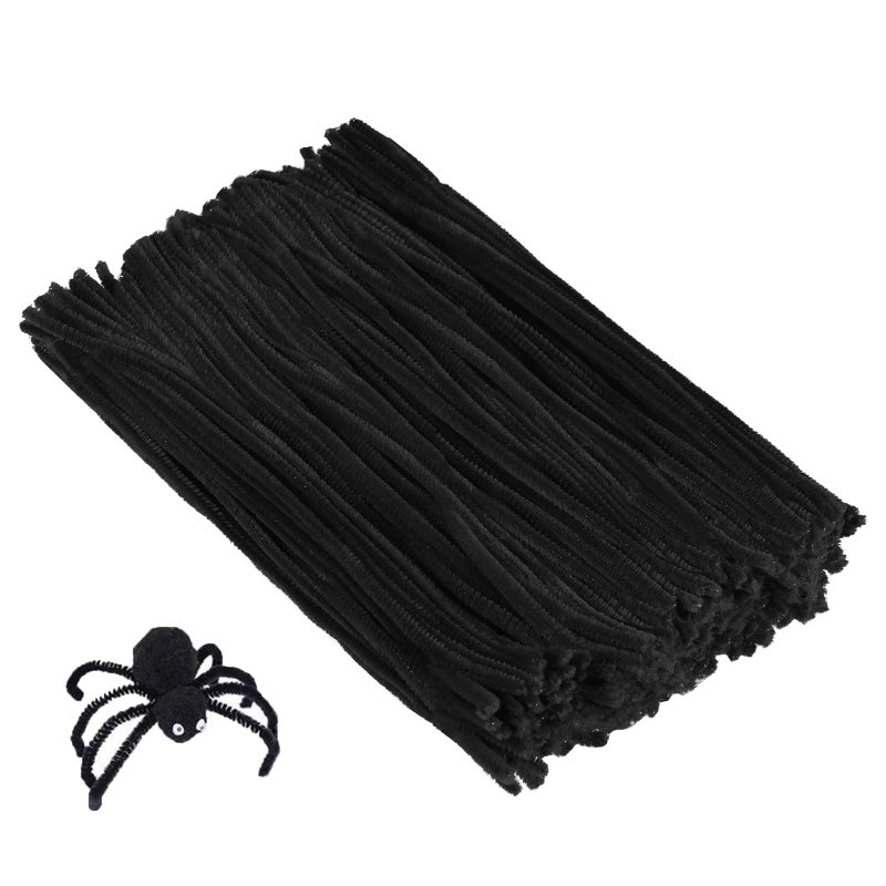 Cuttte Pipe Cleaners Craft Supplies - 300pcs Black Pipe Cleaners Chenille Stems for Craft Kids DIY Art Supplies (6 mm x 12 inch) - Image 1