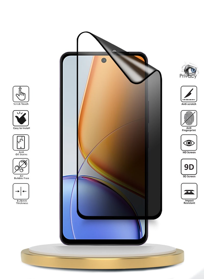 Wtech vivo Y39 5G 2025 Premium Nano Ceramic Privacy Full Glue Full Cover Matte Flexible Screen Protector (MSCNMP) - Clear/Black - Image 2