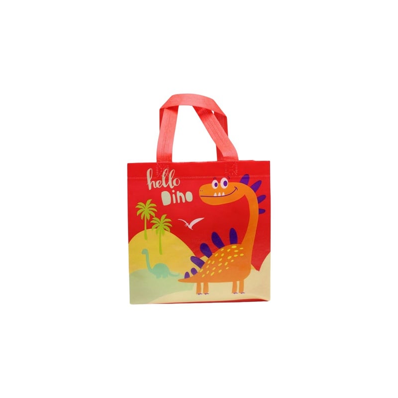 Wonderland SET of 6 Dinosaur Red Color Print Non Woven Bag for Children birthday return gift bag, boy, girl gifting bag - Image 5