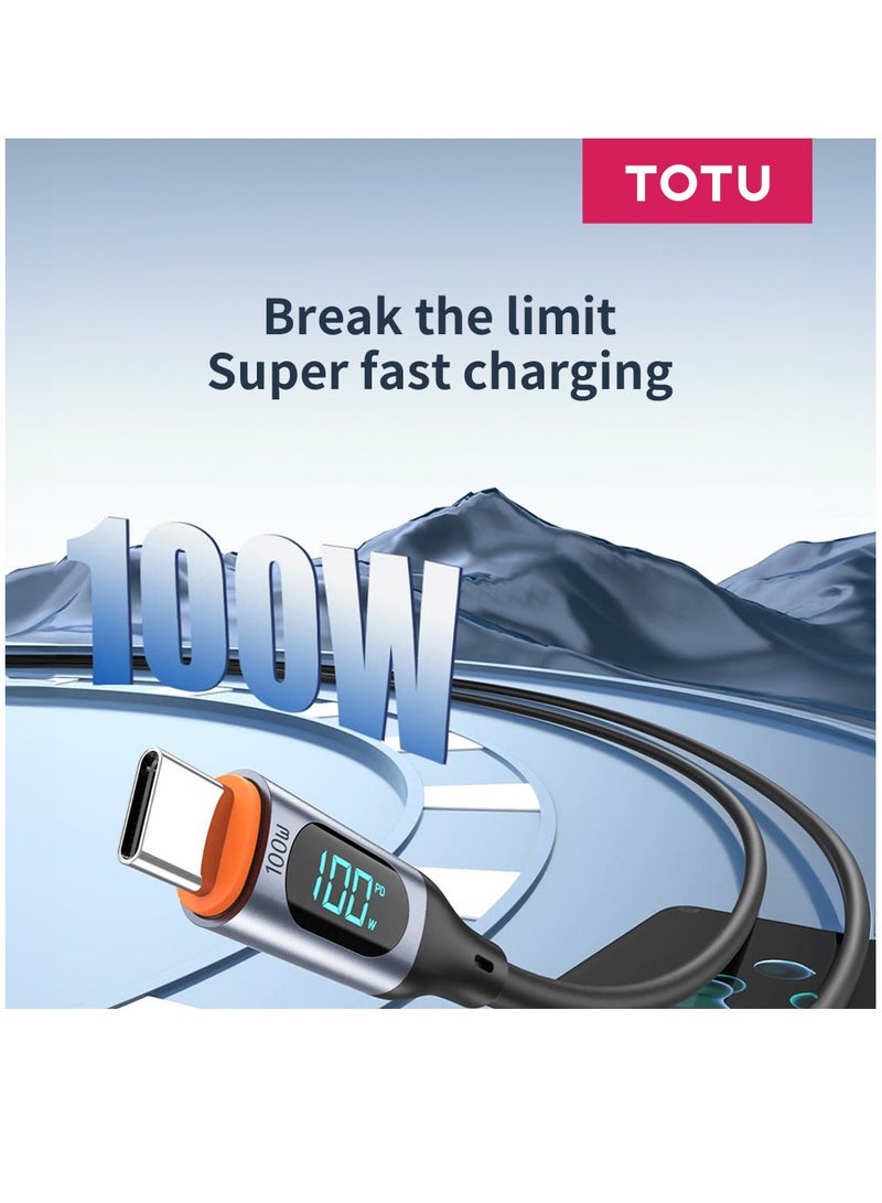 Totu Type-C To Type-C 100W Digital Display PD Fast Charging & Data Cable For iPhone/iPad/MacBook 1 meter, Black - Image 4
