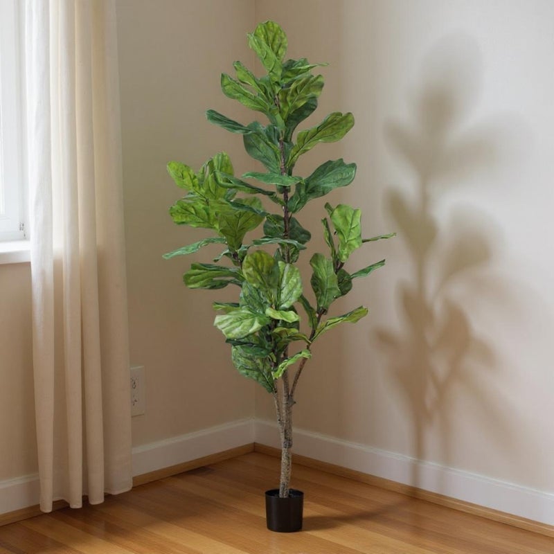 Homez artificial plant ficus lyrata in pot, green 60*60*160cm - Image 1