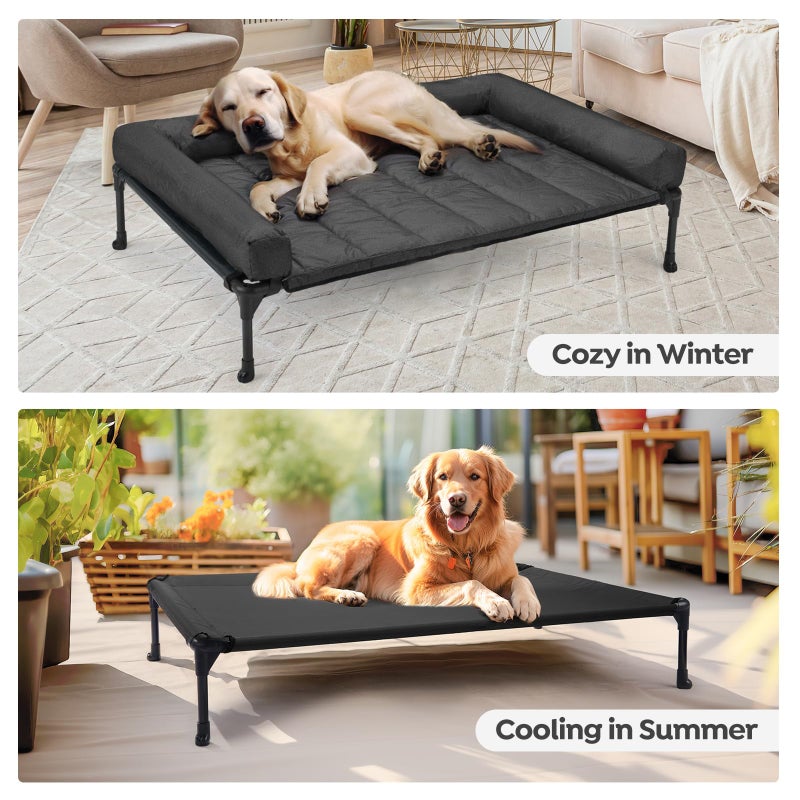 Veehoo Cooling Elevated Dog Bed Add Removable Waterproof Bolster Cushion Mat, Raised Pet Cot with Breathable Teslin Mesh, No-Slip Feet, Dog Sofa Bed for Indoor Outdoor, Medium, Black CWC2331B - Image 5