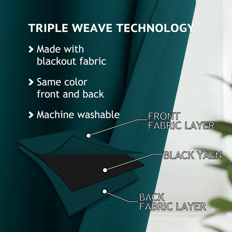 COSVIYA Blackout Curtains 84 inch Length 2 Panels Set Dark Teal Room Darkening Window Treatments Insulated Thermal Curtain Drapes for Bedroom/Living Room,52x84 inches - Image 3